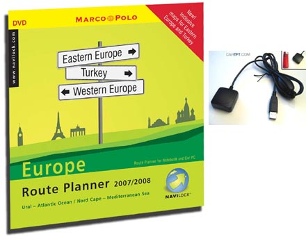 CTFGPS-1 GPS USB receiver (<b>Sony GA-4</b> chipset) incl. Europe Route Planner 2007/2008